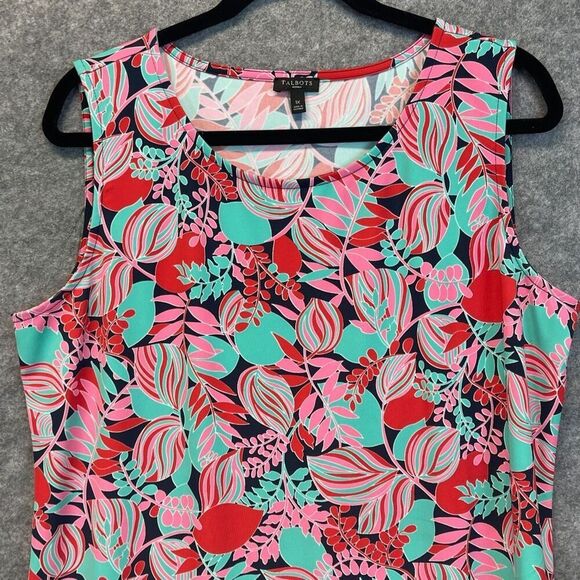 TALBOTS Tank Top Women’s 1X Pink Red Bright Tropical Print Scuba Fabric Tunic - Picture 4 of 14